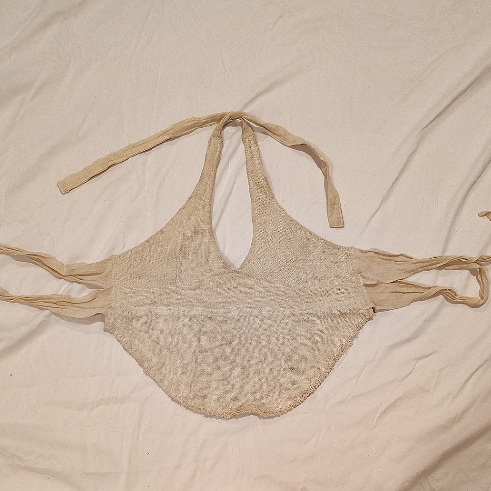 Elegant Beige Halter Crop Top